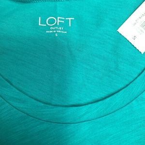 Loft soft tee in teal green, size small.